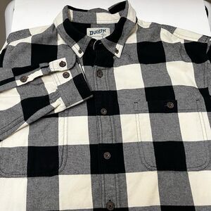 Duluth Trading Co. White/Black Buffalo Check Long Sleeve Shirt Size XLT